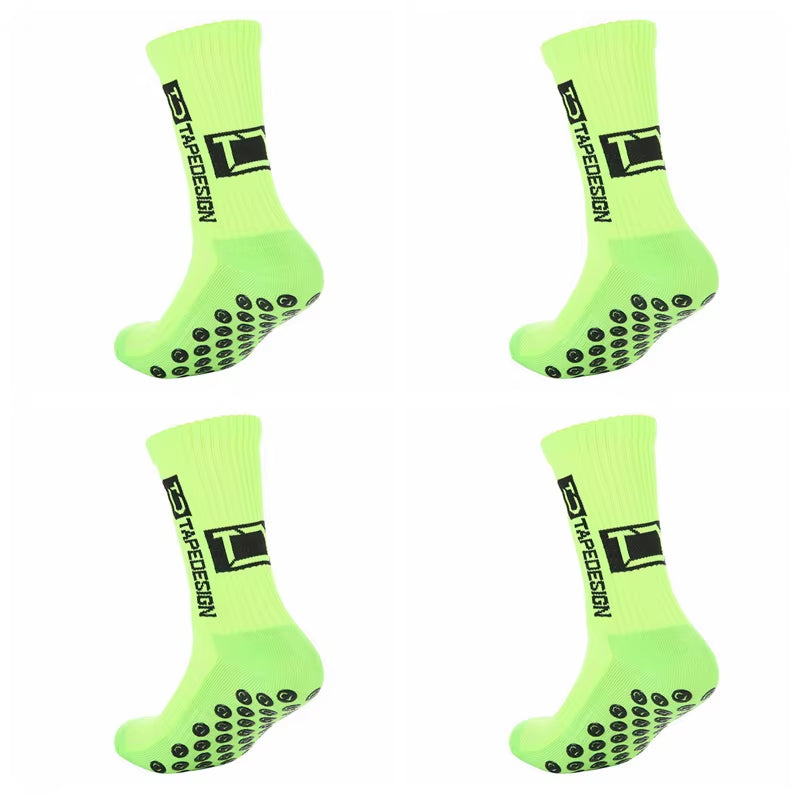 4 Pairs of New TC Mid Tube Glued Football Socks for Sports Training and Competition, Non Slip and Breathable Socks