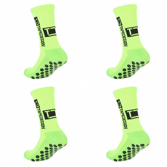 4 Pairs of New TC Mid Tube Glued Football Socks for Sports Training and Competition, Non Slip and Breathable Socks