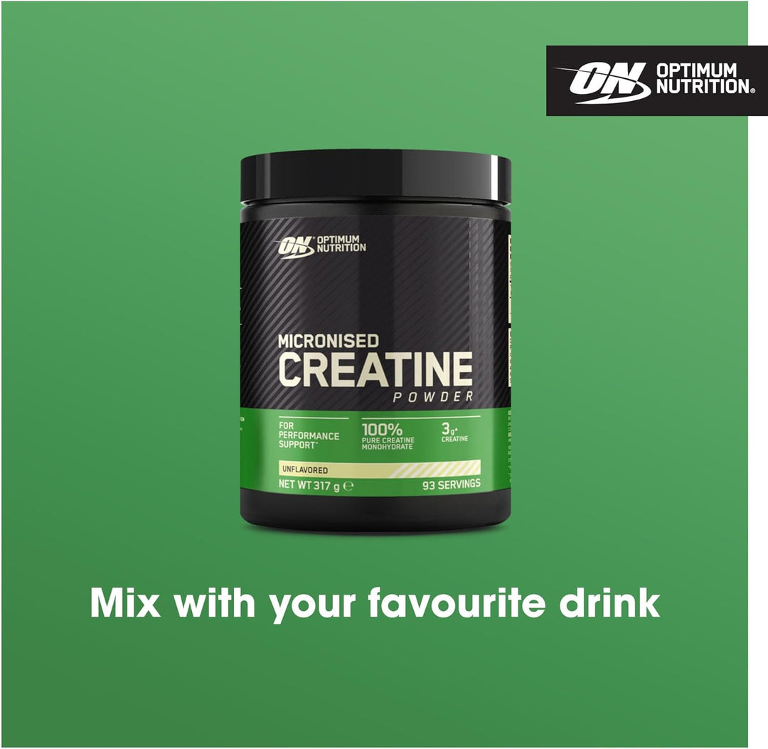 Micronised Creatine Powder, 100% Pure Creatine Monohydrate Powder for Performance and Muscle Power, Unflavoured Shake, 93 Servings, 317 G