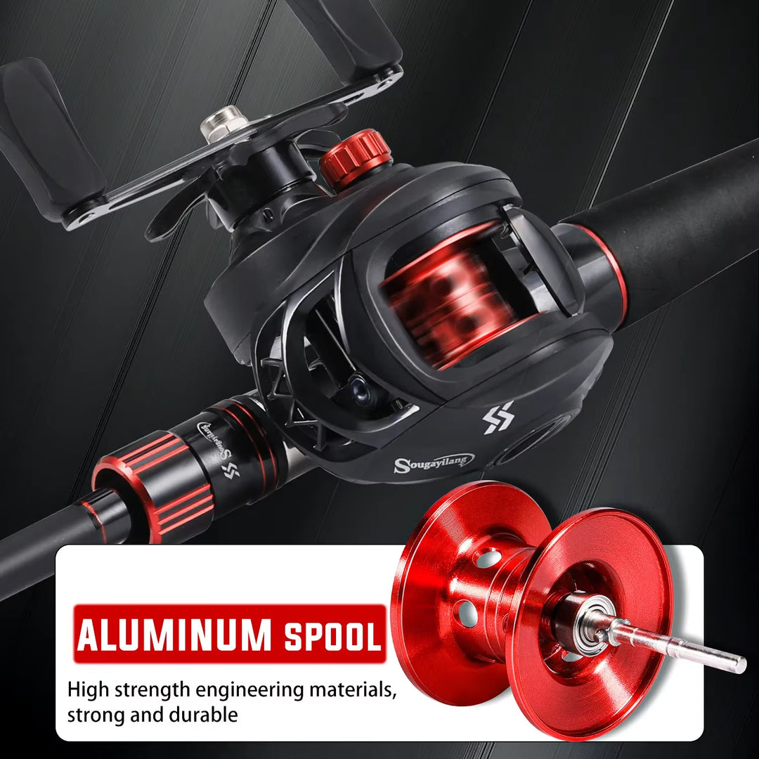Fishing Rod Reel Combo 1.8~2.1M Carbon Fiber Casting Rod and 7.2:1 Gear Ratio Baitcasting Ree Max Drag 10Kg for Bass