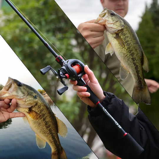 Fishing Rod Reel Combo 1.8~2.1M Carbon Fiber Casting Rod and 7.2:1 Gear Ratio Baitcasting Ree Max Drag 10Kg for Bass