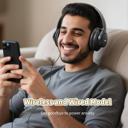 Bluetooth Headphones over Ear, 65 Hours Playtime Wireless Headphones with Microphone, Foldable Lightweight Headset with Deep Bass,Hifi Stereo Sound for Travel Work PC Cellphone (Black)