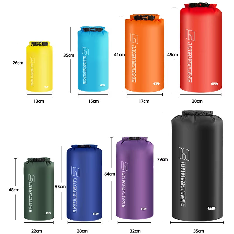 3/5/8/12/15/25/35/75L Waterproof Dry Bag Sack Ultralight Drifting Swimming Clothes Storage Bag Rafting Kayaking Sport Bag
