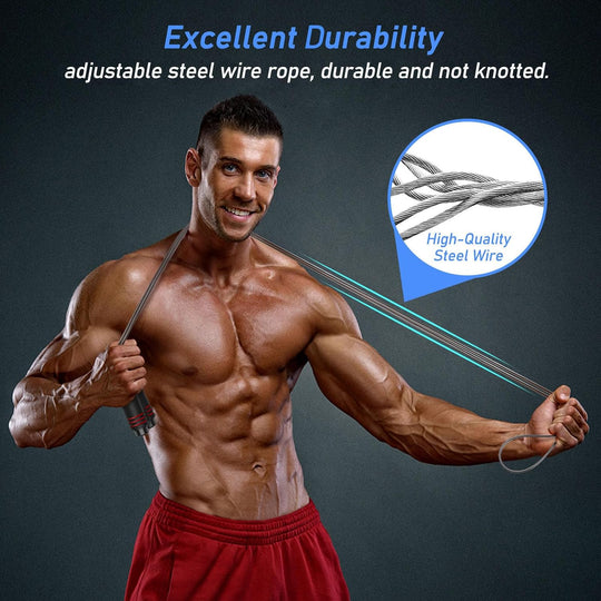 Skipping Rope, Speed Jump Rope Tangle-Free Adjustable Cord with Rapid Ball Bearings & Soft Foam Handle for Fitness Workouts Fat Burning Exercises Boxing - Spare Cord Length Adjuster Included