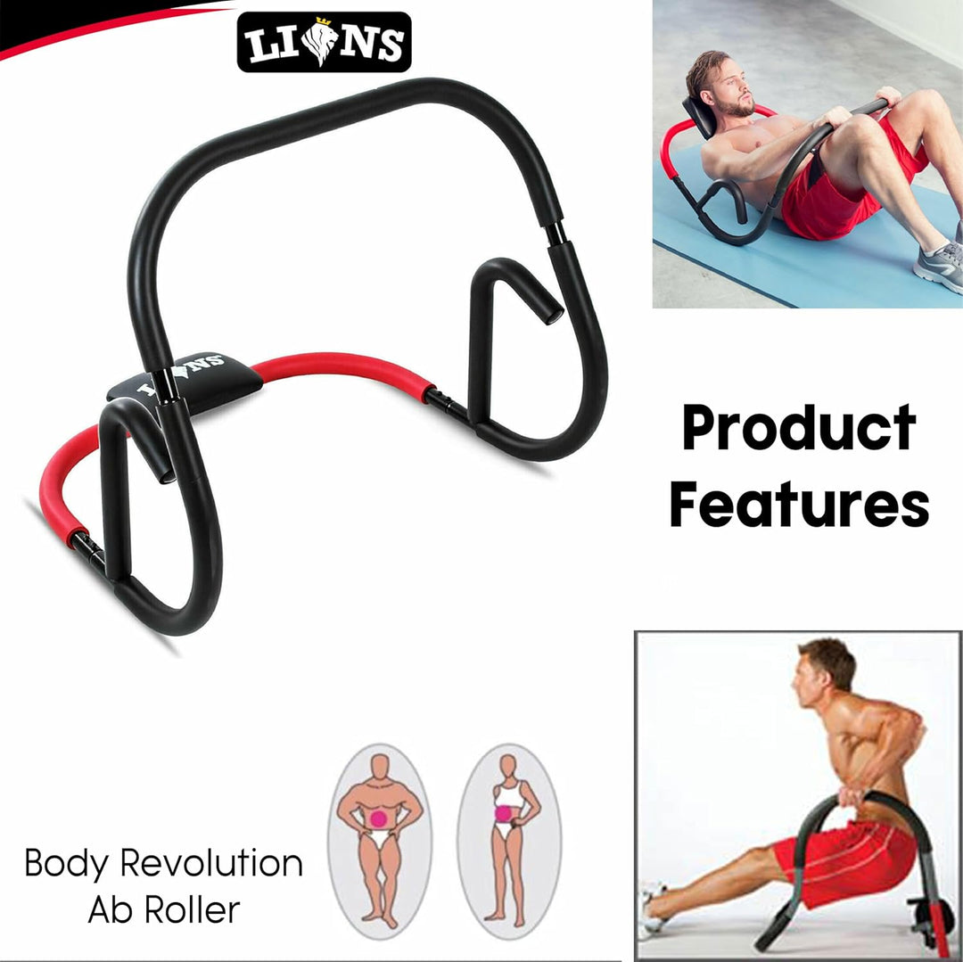 Abdominal Abs Cruncher Excercise Roller Ultimate Ab Crunch Machine Pro Toner Muscles Home Gym Tummy Abs Workout Equipment for Men Women (Red)
