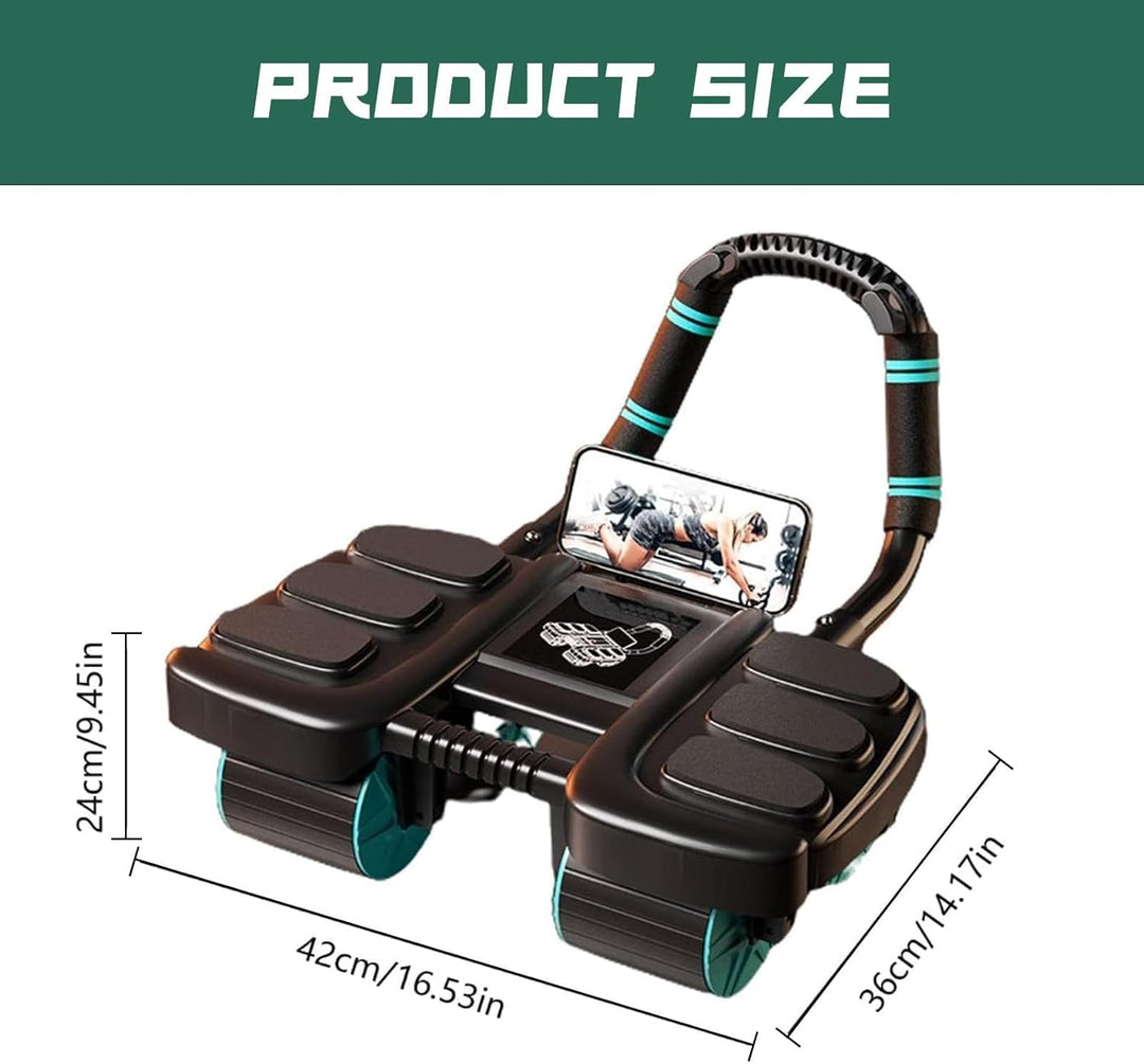 Abdominal Wheel Roller New Ab Roller Exercise Wheel Abs Workout Equipment Machine of Home Fitness Sports Sliders for Core Trainer Gym Automatic Rebound Elbow Support with Built-In Phone Holder