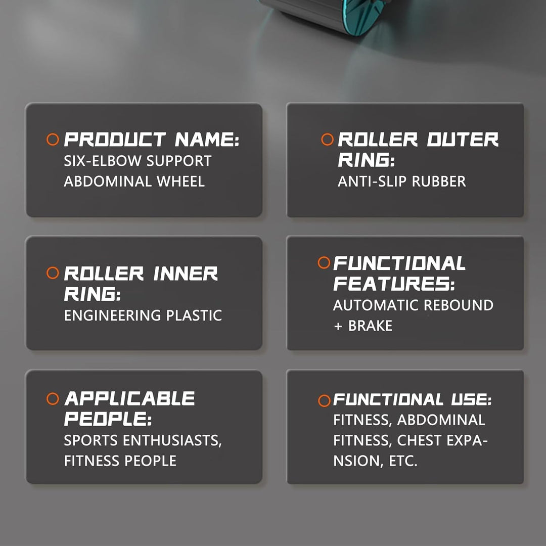 Abdominal Wheel Roller New Ab Roller Exercise Wheel Abs Workout Equipment Machine of Home Fitness Sports Sliders for Core Trainer Gym Automatic Rebound Elbow Support with Built-In Phone Holder