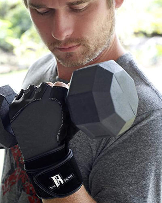 Premium Leather Weight Lifting Gloves with Wrist Support for Supreme Protection Wrist Wrap Gloves with Palm Padded and Thumb Protected Workout Gloves for Weightlifting, Pullups & Deadlift
