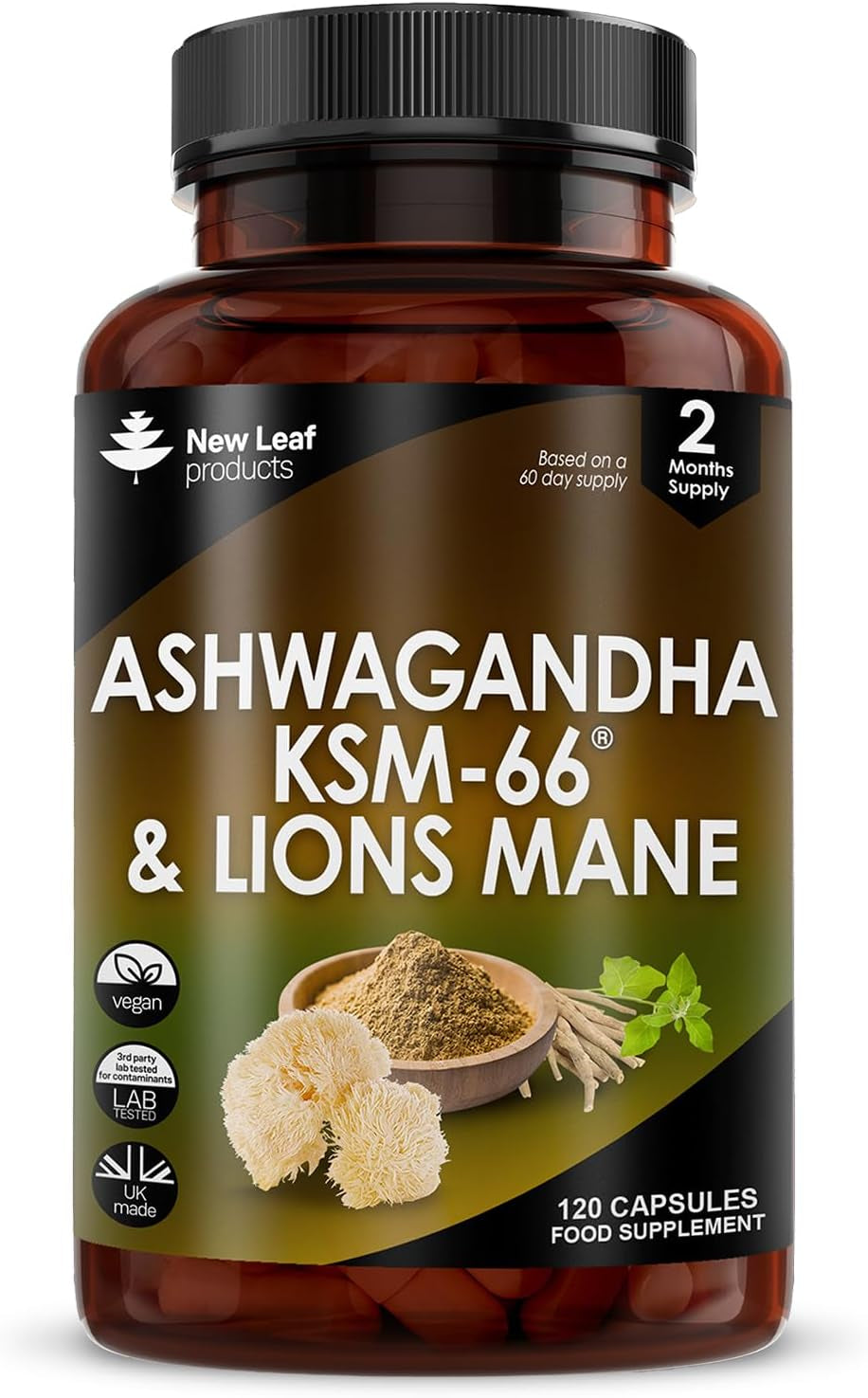 Ashwagandha KSM-66-High Strength 2000Mg 120 vegan capsules