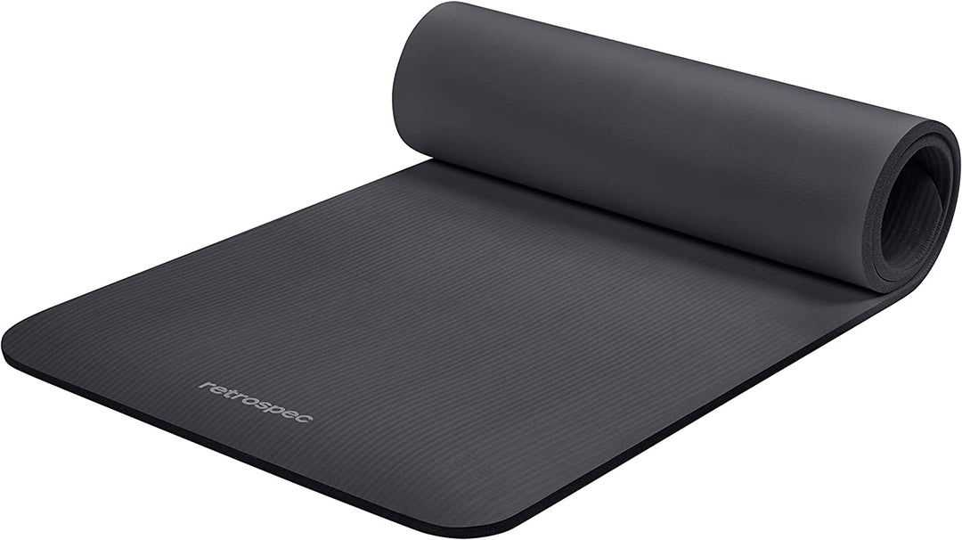 Black Solana Yoga Mat 1/2" Thick W/Nylon Strap for Men & Women