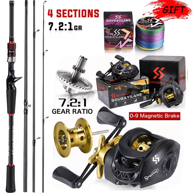Fishing Rod Reel Combo 1.8~2.1M Carbon Fiber Casting Rod 10Kg