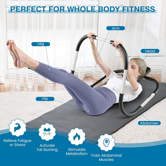 Ab Cruncher, Abdominal Trainer Sit up Exercise Roller with Head Support, Core and Abs Workout Machine for Home Gym Fitness