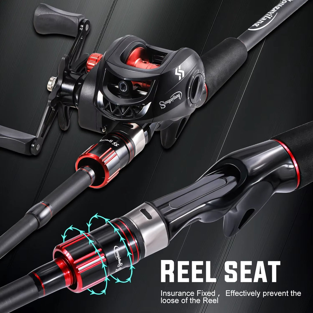 Fishing Rod Reel Combo 1.8~2.1M Carbon Fiber Casting Rod and 7.2:1 Gear Ratio Baitcasting Ree Max Drag 10Kg for Bass