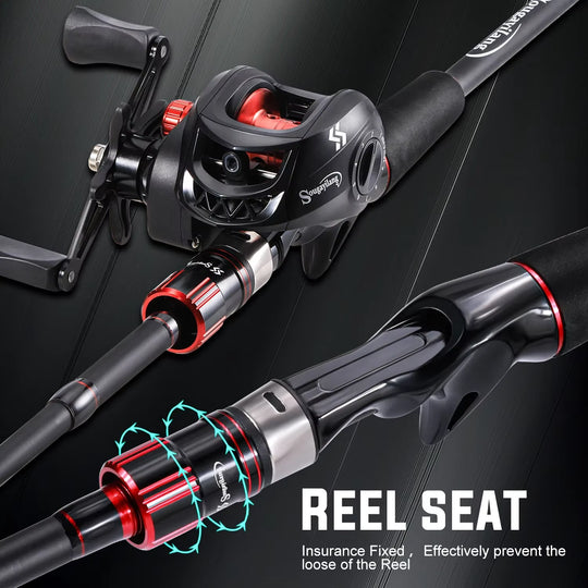 Fishing Rod Reel Combo 1.8~2.1M Carbon Fiber Casting Rod and 7.2:1 Gear Ratio Baitcasting Ree Max Drag 10Kg for Bass