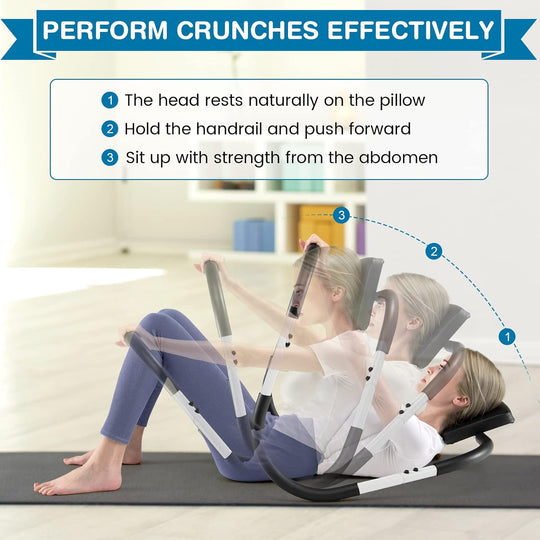 Ab Cruncher, Abdominal Trainer Sit up Exercise Roller with Head Support, Core and Abs Workout Machine for Home Gym Fitness