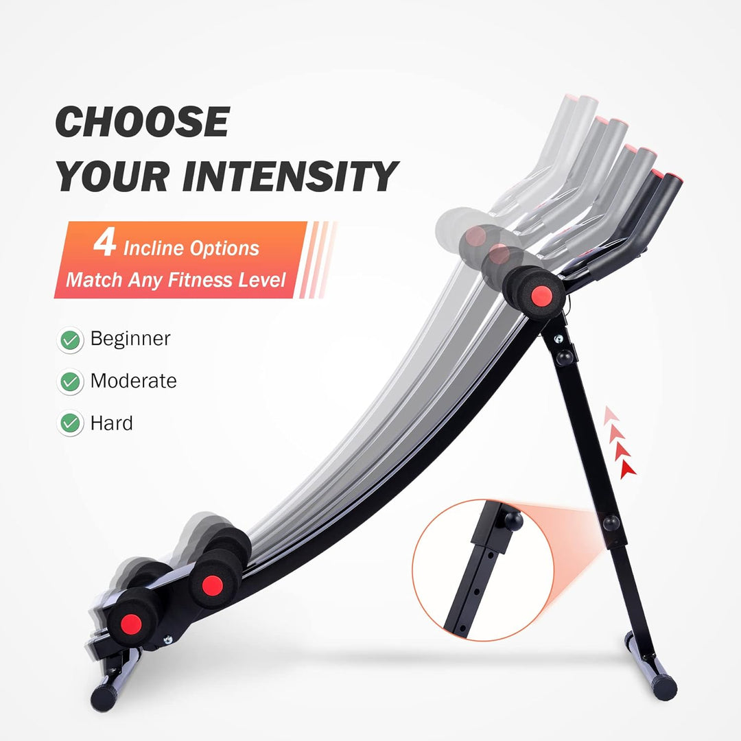 Ab Machine for Home Gym, Core Strength Training Equipment for Home Fitness, Ab Crunch Coaster with 4 Intensities and Digital Display, Foldable Core Trainer for Abdominal