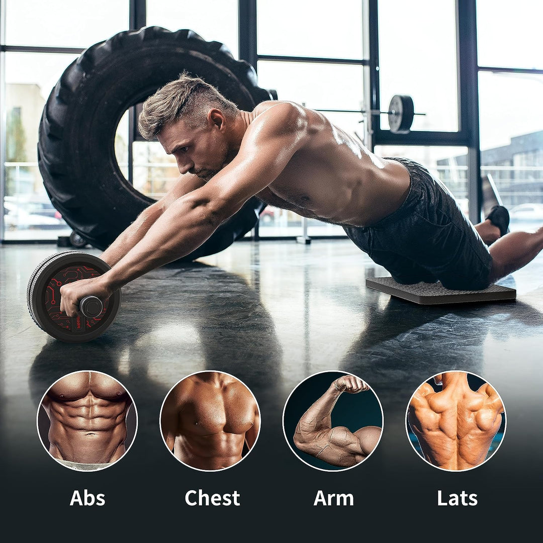 Ultra-Wide Ab Roller Wheel, Abs Roller for Abdominal & Core Strength Training, Exercise Wheels for Home Gym Workout, Fitness Equipment for Core Workout, Abs Trainer with Knee Pad